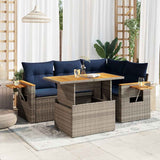 vidaXL 5-delige Loungeset met kussens poly rattan acacia zwart