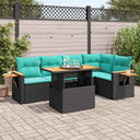 vidaXL 6-delige Loungeset met kussens poly rattan acacia zwart
