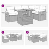 vidaXL 6-delige Loungeset met kussens poly rattan acacia zwart