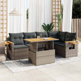 vidaXL 6-delige Loungeset met kussens poly rattan zwart
