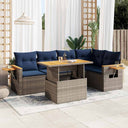 vidaXL 6-delige Loungeset met kussens poly rattan acacia zwart