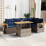 vidaXL 6-delige Loungeset met kussens poly rattan acacia zwart