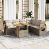 vidaXL 7-delige Loungeset met kussens poly rattan zwart
