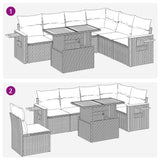 vidaXL 7-delige Loungeset met kussens poly rattan acacia zwart