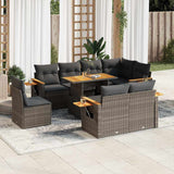 vidaXL 9-piece Poly Rattan Lounge Set with Cushions Black