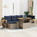 vidaXL 7-delige Loungeset met kussens poly rattan acacia bruin