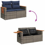 vidaXL 7-delige Loungeset met kussens poly rattan acacia bruin