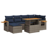 vidaXL 7-delige Loungeset met kussens poly rattan acacia bruin