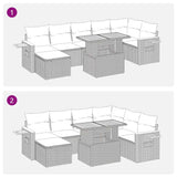 vidaXL 8-delige Loungeset met kussens poly rattan acacia grijs