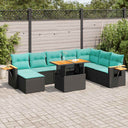vidaXL 10-delige Loungeset met kussens poly rattan acacia grijs