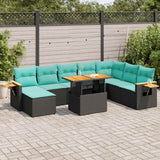 vidaXL 10-delige Loungeset met kussens poly rattan acacia grijs