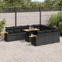 vidaXL 11-delige Loungeset met kussens poly rattan acacia zwart