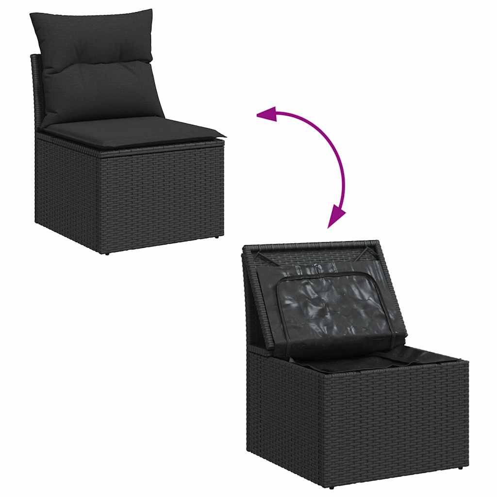 vidaXL 11-delige Loungeset met kussens poly rattan acacia zwart
