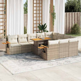 vidaXL 11-delige Loungeset met kussens poly rattan acacia zwart