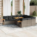 vidaXL 11-delige Loungeset met kussens poly rattan acacia zwart