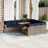 vidaXL 11-delige Loungeset met kussens poly rattan acacia zwart