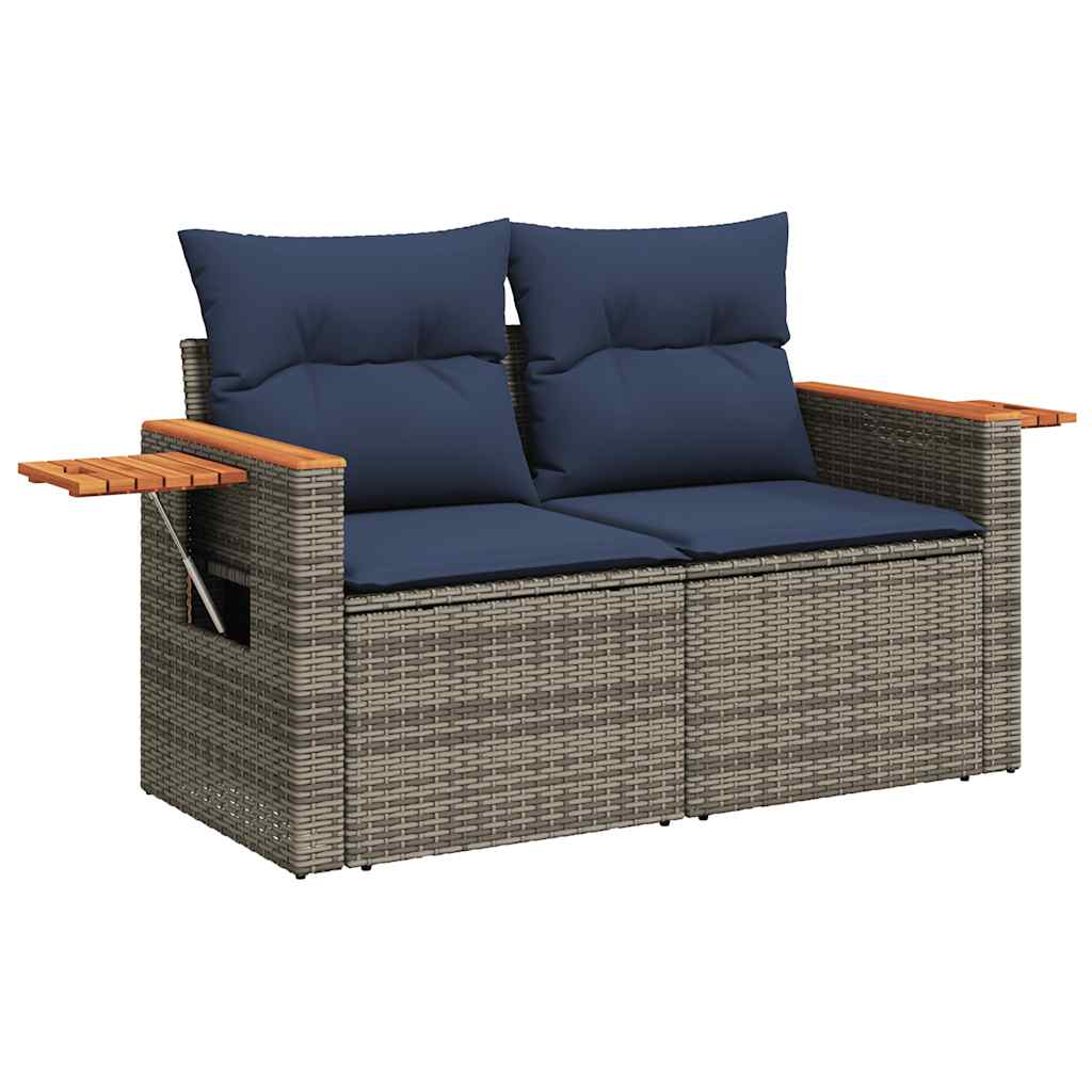 vidaXL 11-delige Loungeset met kussens poly rattan acacia zwart