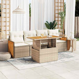vidaXL 5-delige Loungeset met kussens poly rattan zwart