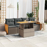 vidaXL 5-delige Loungeset met kussens poly rattan zwart