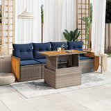vidaXL 5-delige Loungeset met kussens poly rattan acacia zwart
