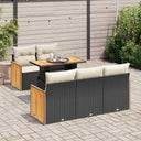 vidaXL 6-delige Loungeset met kussens poly rattan acacia zwart
