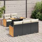 vidaXL 6-delige Loungeset met kussens poly rattan acacia zwart
