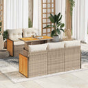 vidaXL 6-delige Loungeset met kussens poly rattan acacia zwart
