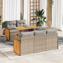 vidaXL 6-delige Loungeset met kussens poly rattan acacia zwart