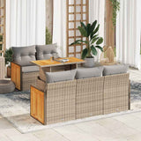 vidaXL 6-delige Loungeset met kussens poly rattan acacia zwart