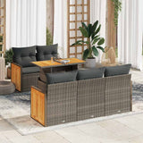 vidaXL 6-delige Loungeset met kussens poly rattan acacia zwart