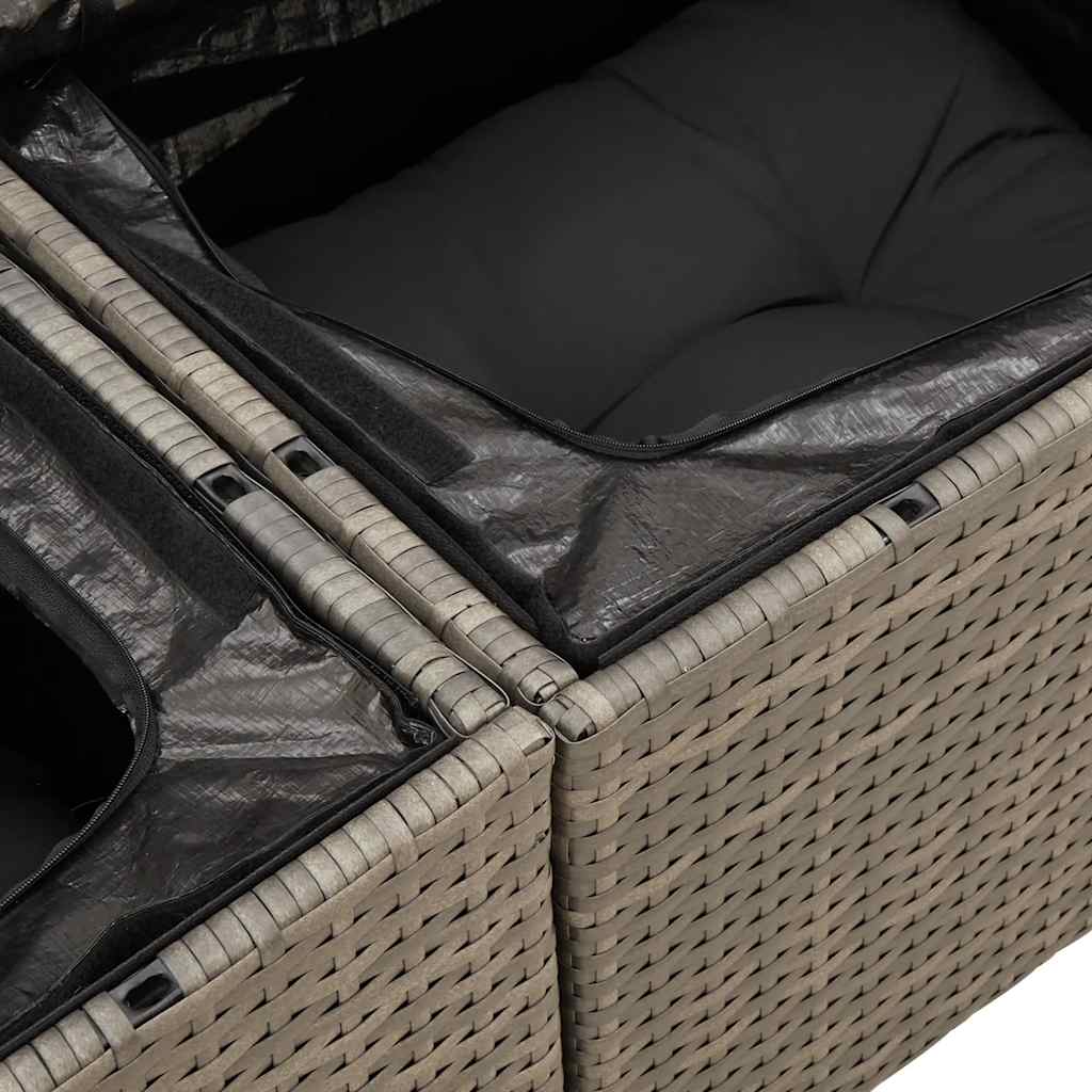 vidaXL 6-delige Loungeset met kussens poly rattan acacia zwart