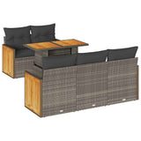 vidaXL 6-delige Loungeset met kussens poly rattan acacia zwart