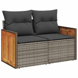 vidaXL 6-delige Loungeset met kussens poly rattan acacia zwart