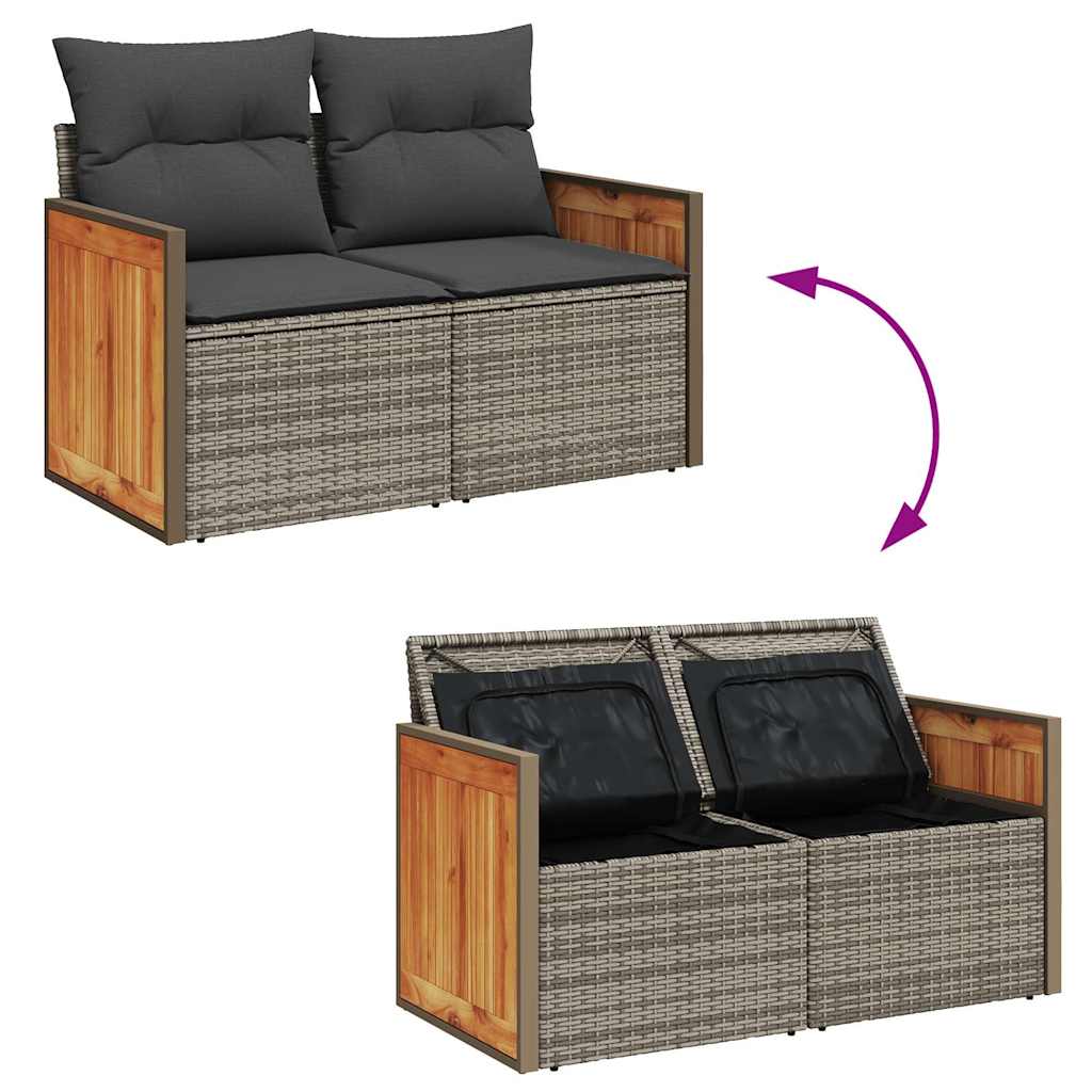 vidaXL 6-delige Loungeset met kussens poly rattan acacia zwart