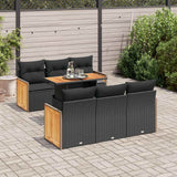 vidaXL 7-delige Loungeset met kussens poly rattan acacia zwart