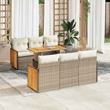 vidaXL 7-delige Loungeset met kussens poly rattan acacia zwart
