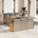 vidaXL 7-delige Loungeset met kussens poly rattan acacia zwart