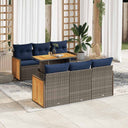 vidaXL 7-delige Loungeset met kussens poly rattan acacia zwart
