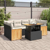 vidaXL 7-Piece Lounge Set with Cushions Poly Rattan Black