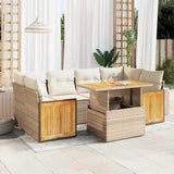 vidaXL 7-Piece Lounge Set with Cushions Poly Rattan Black
