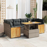 vidaXL 7-Piece Lounge Set with Cushions Poly Rattan Black