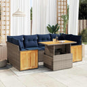 vidaXL 7-delige Loungeset met kussens poly rattan acacia zwart