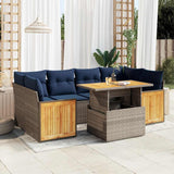 vidaXL 7-delige Loungeset met kussens poly rattan acacia zwart