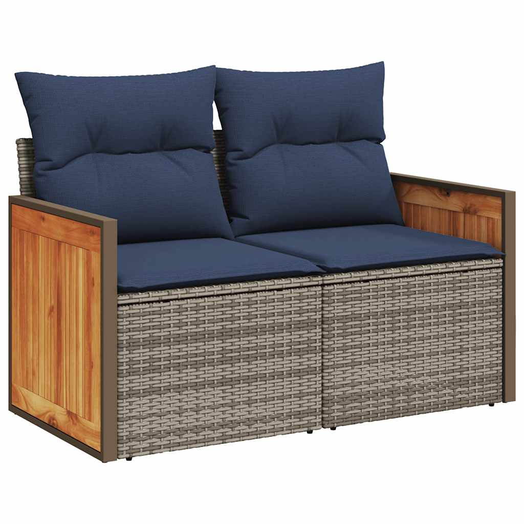 vidaXL 7-delige Loungeset met kussens poly rattan acacia zwart