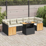 vidaXL 8-delige Loungeset met kussens poly rattan zwart