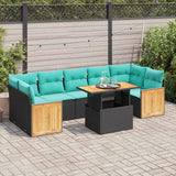 vidaXL 8-delige Loungeset met kussens poly rattan acacia grijs