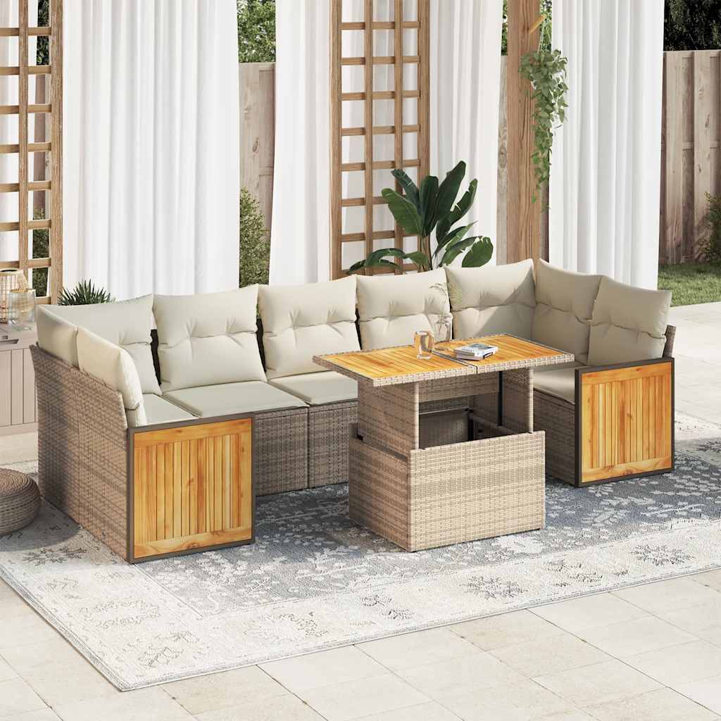 vidaXL 8-delige Loungeset met kussens poly rattan zwart
