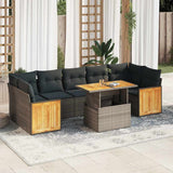 vidaXL 8-delige Loungeset met kussens poly rattan zwart