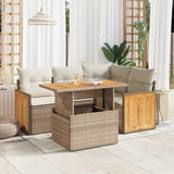 vidaXL 5-delige Loungeset met kussens poly rattan zwart