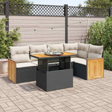vidaXL 6-delige Loungeset met kussens poly rattan zwart